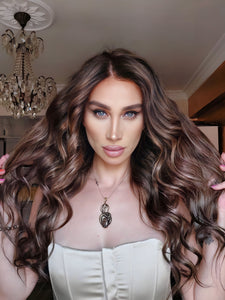 ANASTASIA KOYU KUMRAL SARIŞIN BALYAJ DANTEL PERUK ÜNİTESİ
