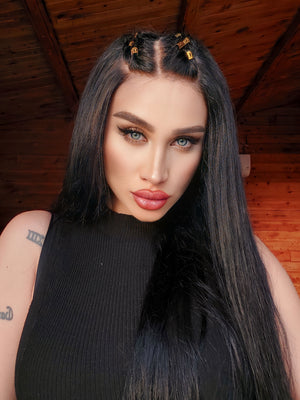STEFANI NATUREL SİYAH HD  DANTEL PERUK ÜNİTESİ