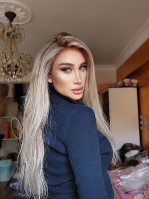 VALERY RUS SARIŞIN IŞILTILI  DANTEL PERUK ÜNİTESİ