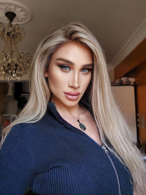 VALERY RUS SARIŞIN IŞILTILI  DANTEL PERUK ÜNİTESİ