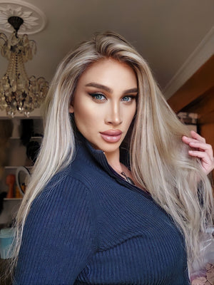 VALERY RUS SARIŞIN IŞILTILI  DANTEL PERUK ÜNİTESİ
