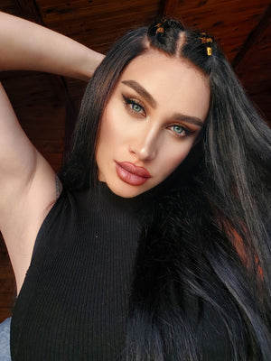 STEFANI NATUREL SİYAH HD  DANTEL PERUK ÜNİTESİ