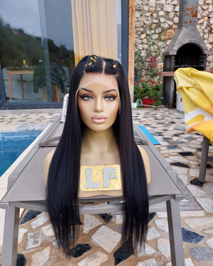 STEFANI NATUREL SİYAH HD  DANTEL PERUK ÜNİTESİ