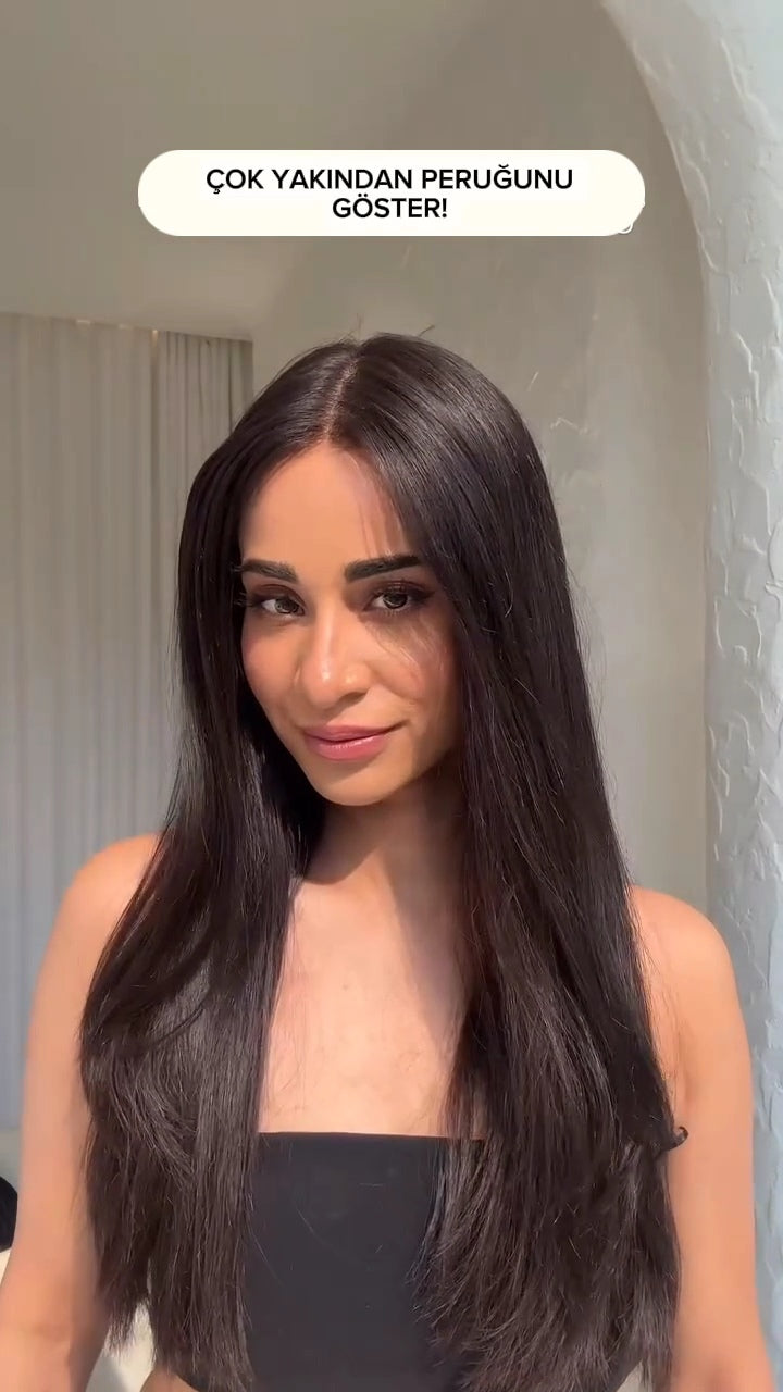 ANABELLA KOYU KAHVE DANTEL PERUK ÜNİTESİ