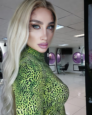 LUCY PLATİN SARIŞIN DİP KUMRAL RÖFLELİ DANTEL PERUK ÜNİTESİ