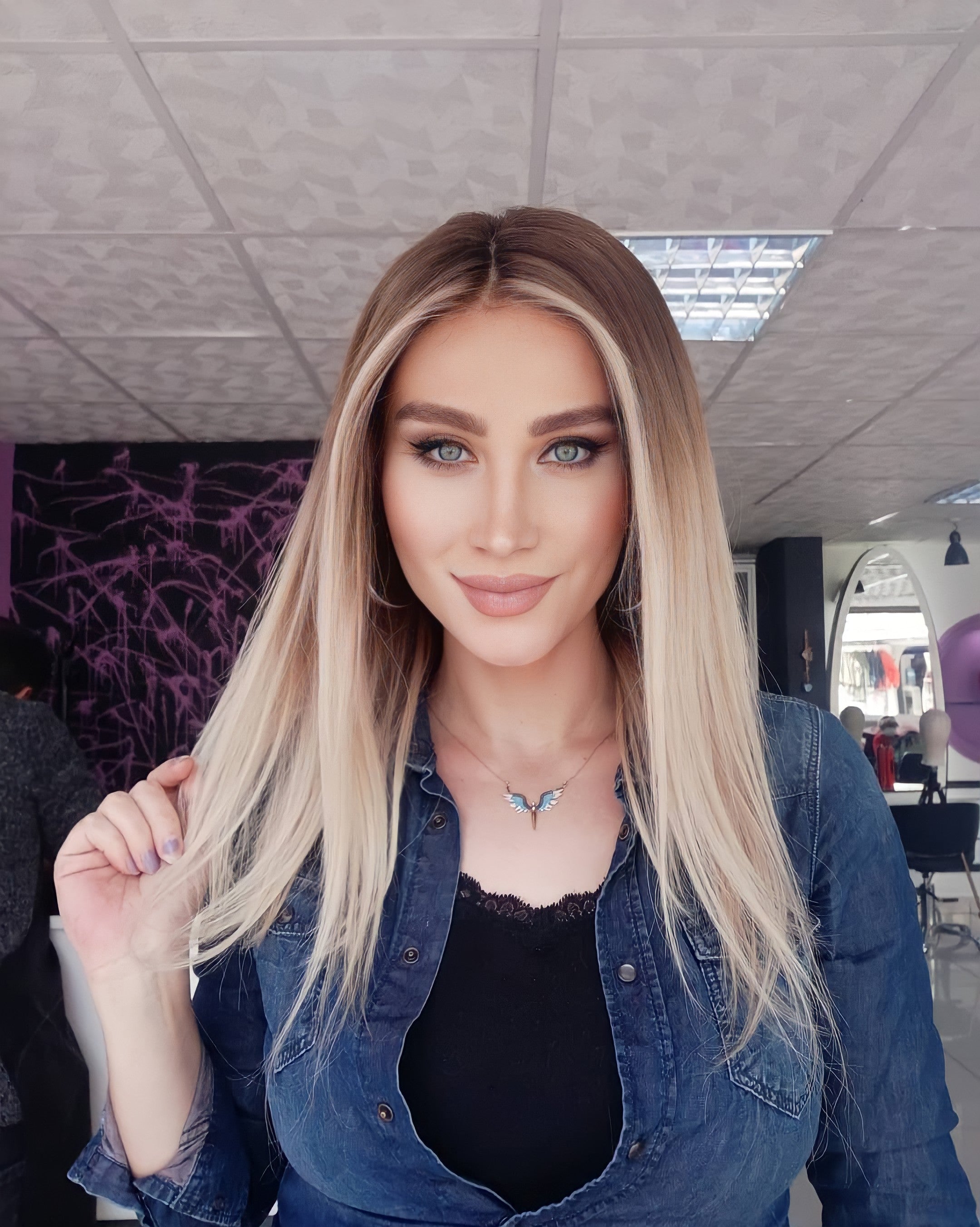 HARMONY IŞIK PLATİN SARIŞIN OMBRELİ DANTEL PERUK ÜNİTESİ
