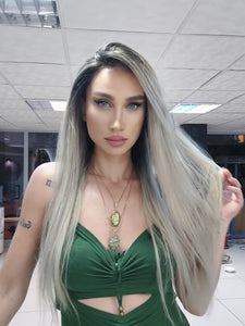 VICTORIA PLATİN SARIŞIN OMBRE DANTEL PERUK ÜNİTESİ