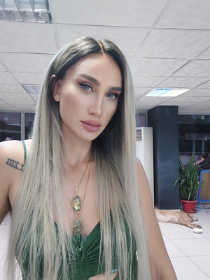 VICTORIA PLATİN SARIŞIN OMBRE DANTEL PERUK ÜNİTESİ