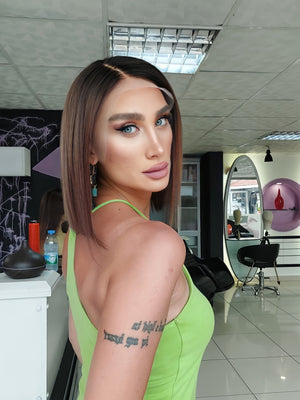 MELODIE KAHVERENGİ IŞILTILI BOB DANTEL PERUK ÜNİTESİ