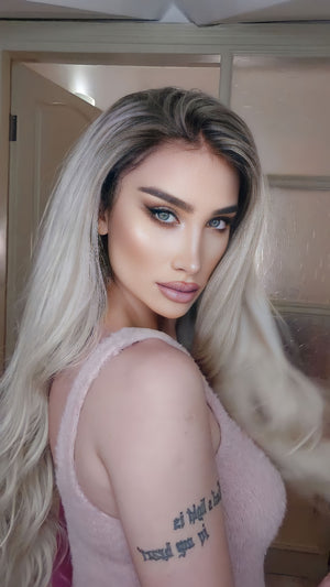 RENETA PLATİN SARIŞIN OMBRELİ DANTEL PERUK ÜNİTESİ