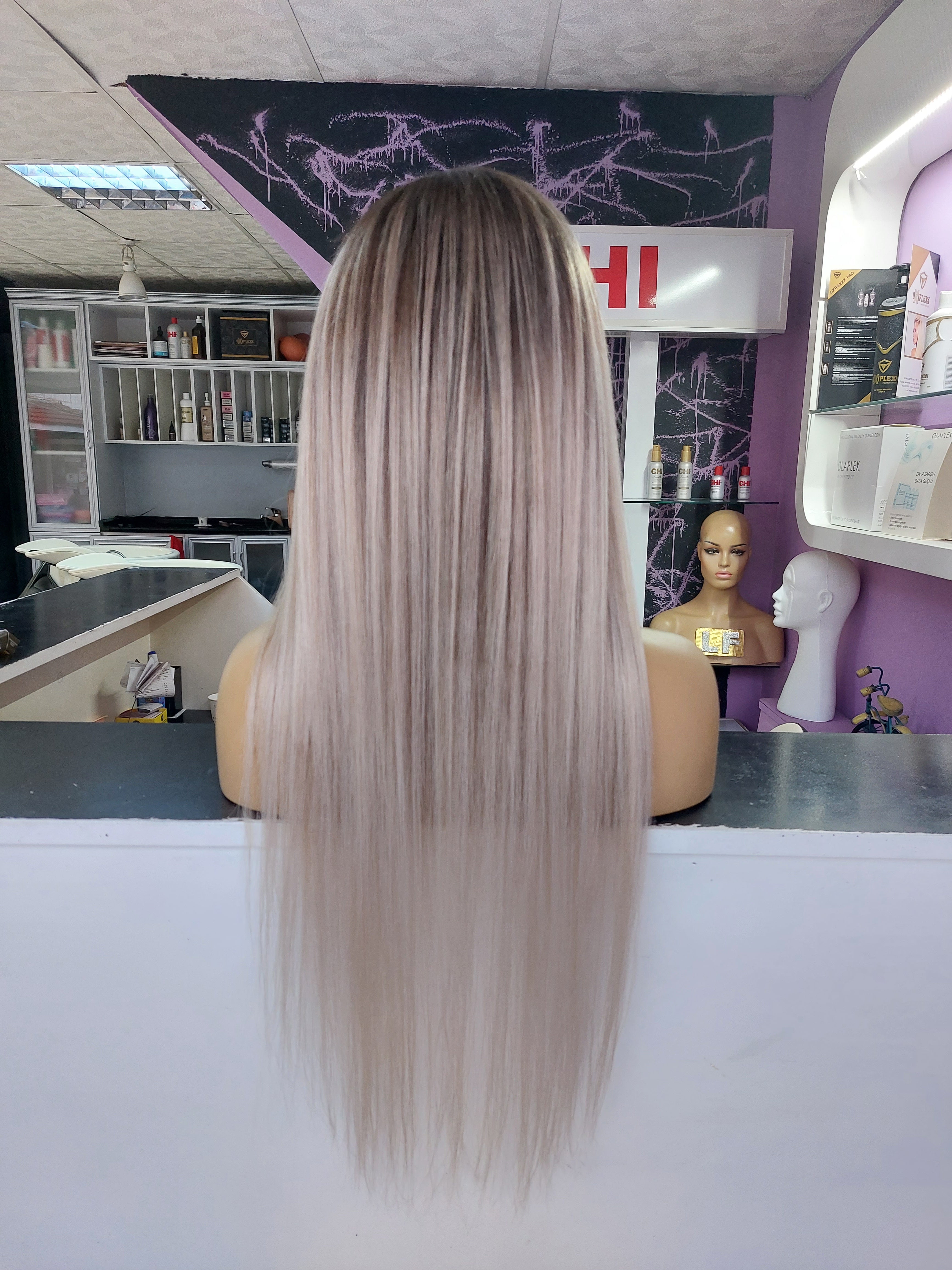 VICTORIA PLATİN SARIŞIN OMBRE DANTEL PERUK ÜNİTESİ