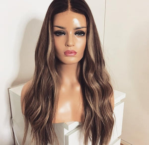 ISABELLA KOYU KAHVE SARIŞIN BALYAJ DANTEL PERUK ÜNİTESİ