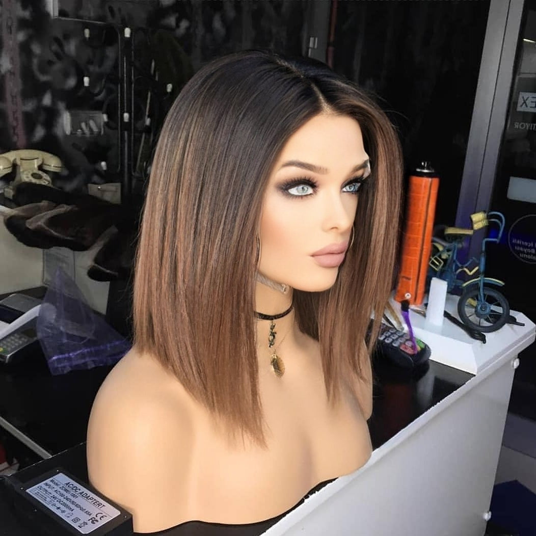 ALESANDRA BOB STİL KAHVERENGİ OMBRELİ DANTEL PERUK ÜNİTESİ
