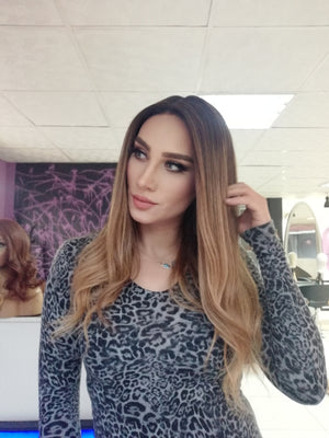 GLORIA KAHVERENGİ SARIŞIN OMBRELİ DANTEL PERUK ÜNİTESİ