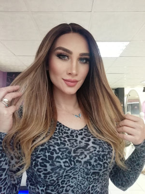 GLORIA KAHVERENGİ SARIŞIN OMBRELİ DANTEL PERUK ÜNİTESİ