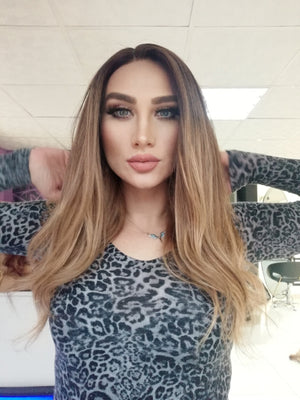 GLORIA KAHVERENGİ SARIŞIN OMBRELİ DANTEL PERUK ÜNİTESİ