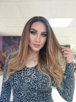 GLORIA KAHVERENGİ SARIŞIN OMBRELİ DANTEL PERUK ÜNİTESİ