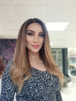 GLORIA KAHVERENGİ SARIŞIN OMBRELİ DANTEL PERUK ÜNİTESİ