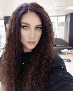 CARMEN KAHVERENGİ IŞILTILI KIVIRCIK DANTEL PERUK ÜNİTESİ