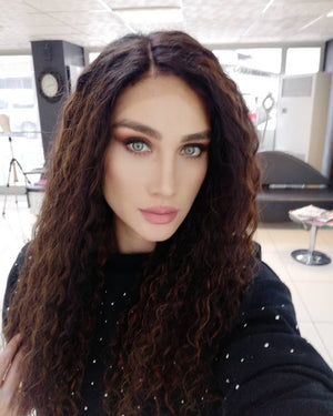CARMEN KAHVERENGİ IŞILTILI KIVIRCIK DANTEL PERUK ÜNİTESİ