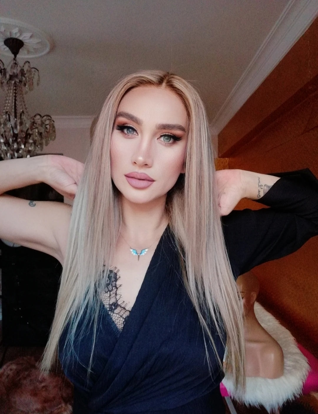 ABIGAIL SARIŞIN RÖFLELİ DANTEL PERUK ÜNİTESİ