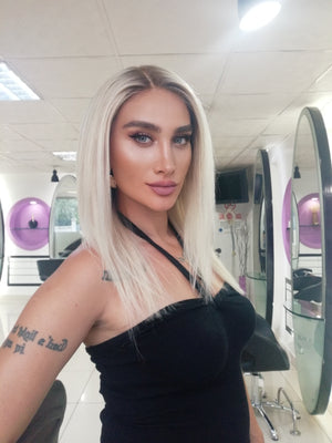 CAROL PLATİN SARIŞIN OMBRELİ DANTEL PERUK ÜNİTESİ