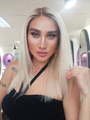CAROL PLATİN SARIŞIN OMBRELİ DANTEL PERUK ÜNİTESİ