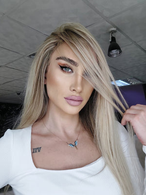 ANASTASIA BEBEK PLATİN SARIŞIN RÖFLELİ DANTEL PERUK ÜNİTESİ