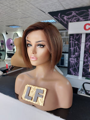 MONA PIXIE KESİM KAHVERENGİ IŞILTILI DANTEL PERUK ÜNİTESİ
