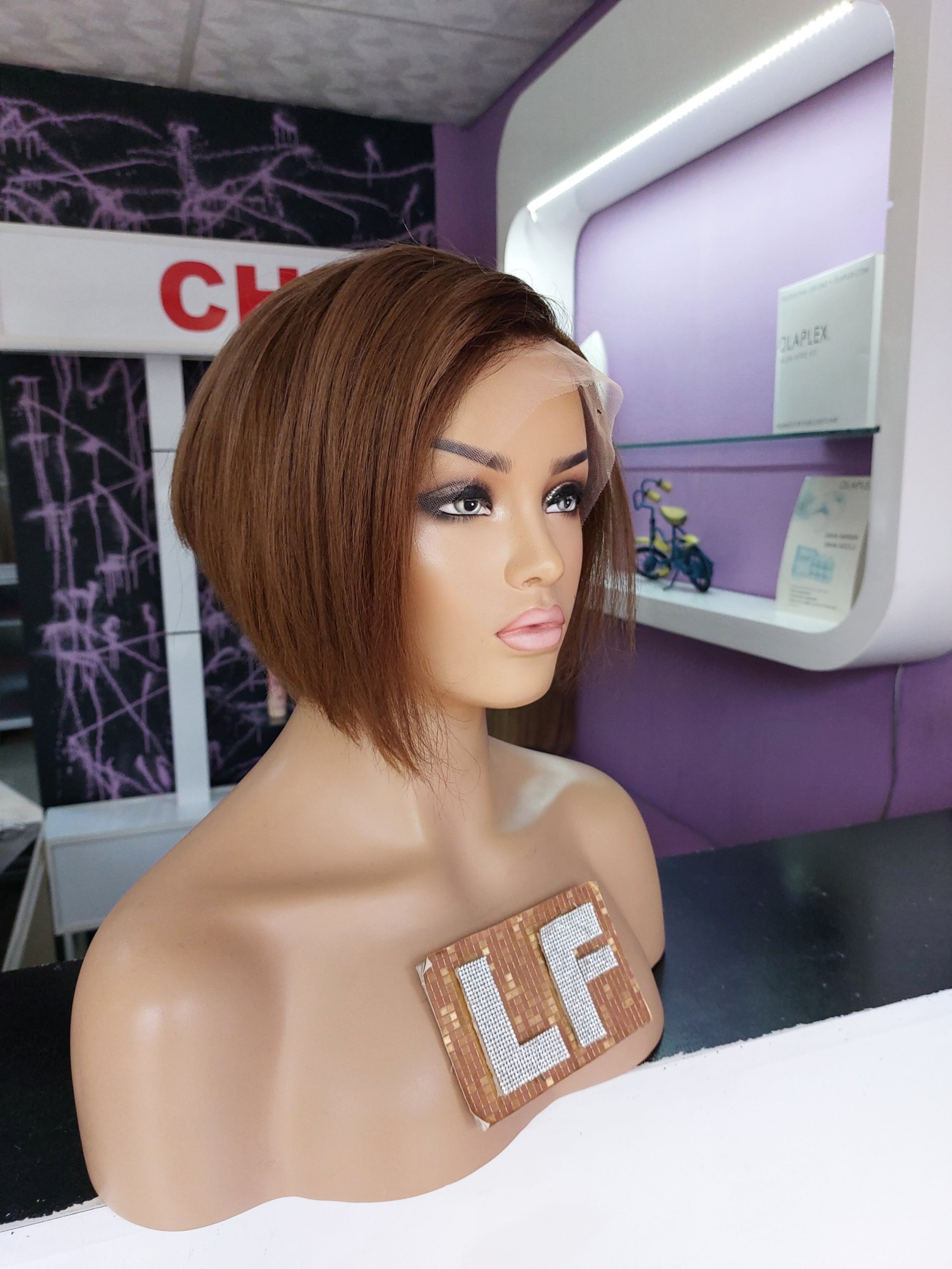 MONA PIXIE KESİM KAHVERENGİ IŞILTILI DANTEL PERUK ÜNİTESİ