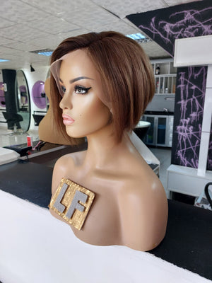 MONA PIXIE KESİM KAHVERENGİ IŞILTILI DANTEL PERUK ÜNİTESİ