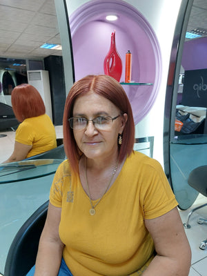 AMBER BAKIR KIZIL BOB STİL DANTEL PERUK ÜNİTESİ