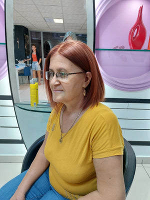 AMBER BAKIR KIZIL BOB STİL DANTEL PERUK ÜNİTESİ