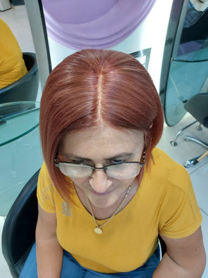 AMBER BAKIR KIZIL BOB STİL DANTEL PERUK ÜNİTESİ