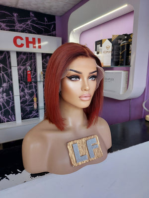 AMBER BAKIR KIZIL BOB STİL DANTEL PERUK ÜNİTESİ