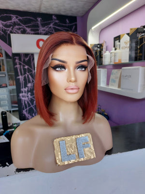 AMBER BAKIR KIZIL BOB STİL DANTEL PERUK ÜNİTESİ