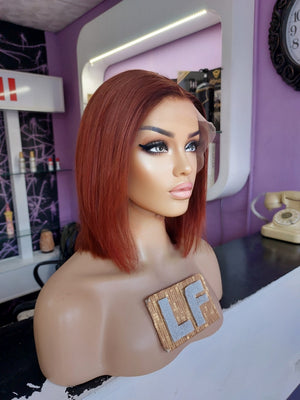 AMBER BAKIR KIZIL BOB STİL DANTEL PERUK ÜNİTESİ