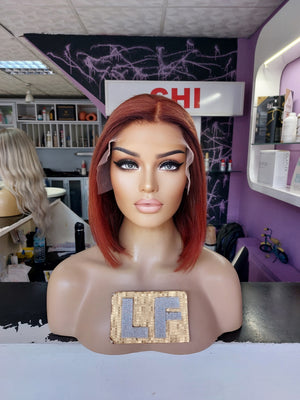 AMBER BAKIR KIZIL BOB STİL DANTEL PERUK ÜNİTESİ