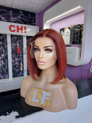 AMBER BAKIR KIZIL BOB STİL DANTEL PERUK ÜNİTESİ