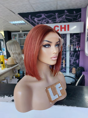 AMBER BAKIR KIZIL BOB STİL DANTEL PERUK ÜNİTESİ