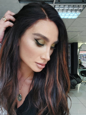 ARABELLA KOYU KAHVE DALGALI DOKULU IŞILTILI DANTEL PERUK ÜNİTESİ