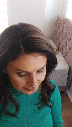 HAYLEY KOYU KAHVE IŞILTILI DANTEL PERUK ÜNİTESİ