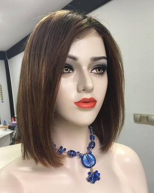 MELODIE KAHVERENGİ IŞILTILI BOB DANTEL PERUK ÜNİTESİ