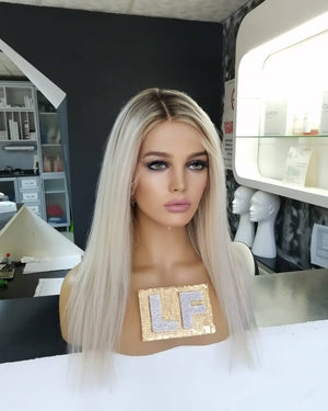 LILY KUMRAL DİPLİ PLATİN SARIŞIN DANTEL PERUK ÜNİTESİ