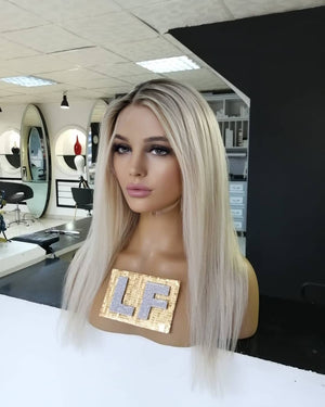 LILY KUMRAL DİPLİ PLATİN SARIŞIN DANTEL PERUK ÜNİTESİ
