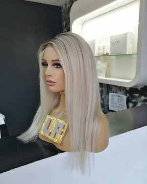 LILY KUMRAL DİPLİ PLATİN SARIŞIN DANTEL PERUK ÜNİTESİ