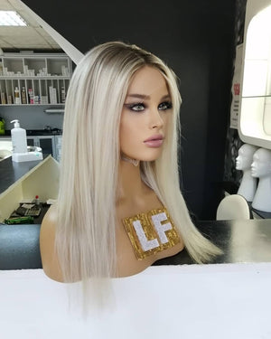 LILY KUMRAL DİPLİ PLATİN SARIŞIN DANTEL PERUK ÜNİTESİ