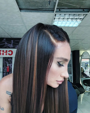 ARABELLA KOYU KAHVE DÜZ DOKULU IŞILTILI DANTEL PERUK ÜNİTESİ