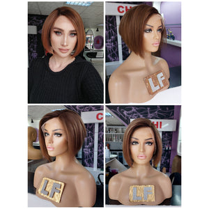 MONA PIXIE KESİM KAHVERENGİ IŞILTILI DANTEL PERUK ÜNİTESİ