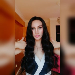 LUISA JET SİYAH İRİ DALGALI DANTEL PERUK ÜNİTESİ